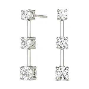 1.00 ctw Diamond Three Stone Drop Earrings
