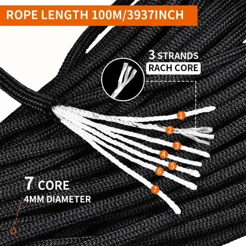 100m Paracord Outdoor Camping Rope Braided
