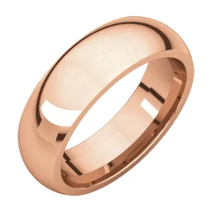 10k Rose Gold 6mm Comfort Fit Band, Size 10