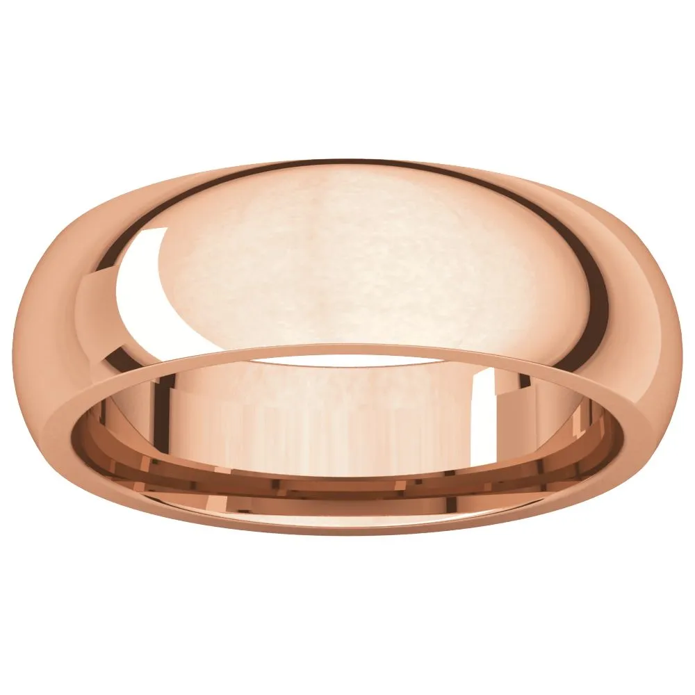 10k Rose Gold 6mm Comfort Fit Band, Size 10