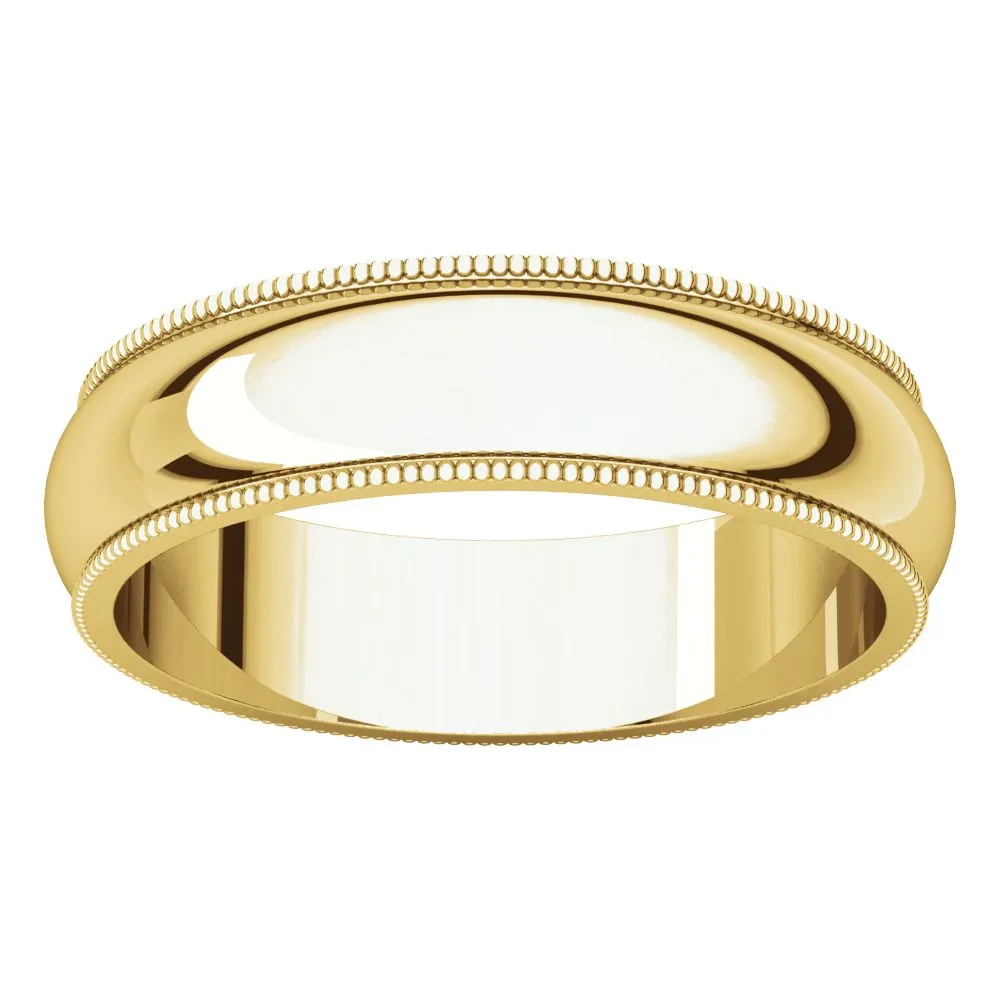 10k Yellow Gold 5mm Milgrain Comfort Fit Band, Size 9