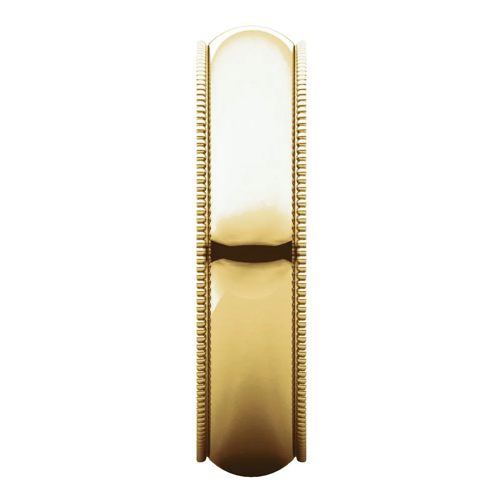 10k Yellow Gold 5mm Milgrain Comfort Fit Band, Size 9
