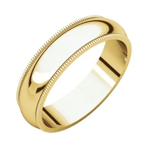 10k Yellow Gold 5mm Milgrain Comfort Fit Band, Size 9