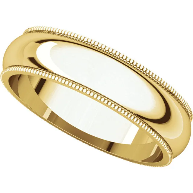 10k Yellow Gold 5mm Milgrain Comfort Fit Band, Size 9