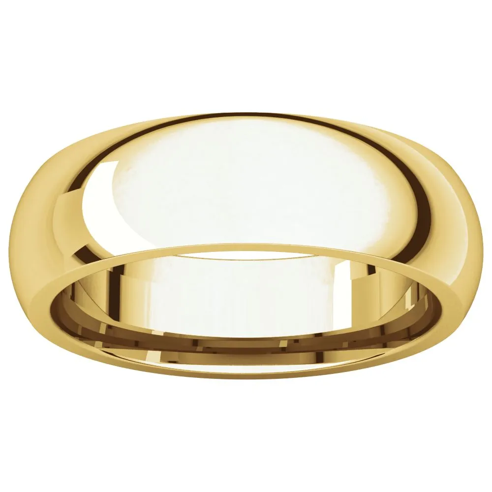 10k Yellow Gold 6mm Comfort Fit Band, Size 6