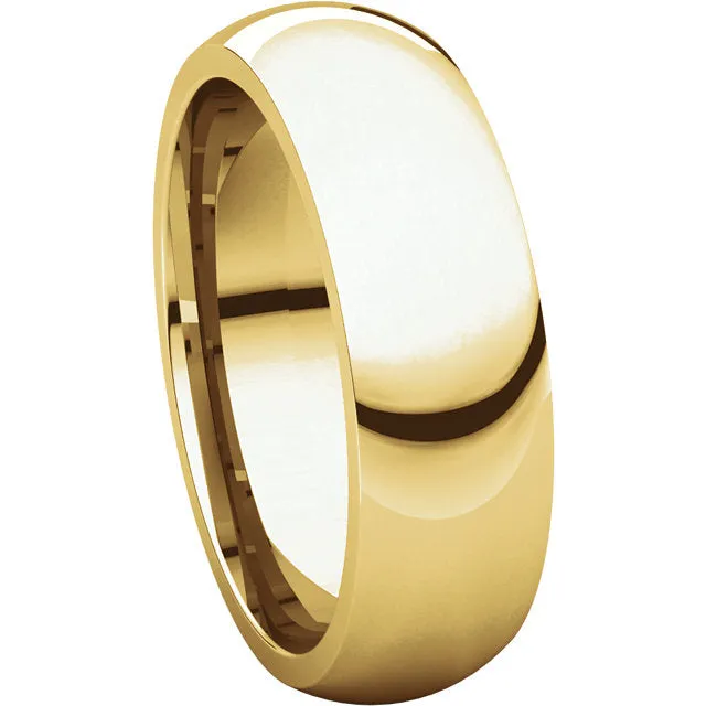 10k Yellow Gold 6mm Comfort Fit Band, Size 6