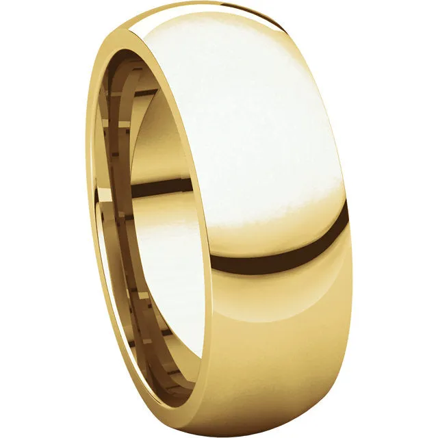 10k Yellow Gold 7mm Comfort Fit Band, Size 12.5