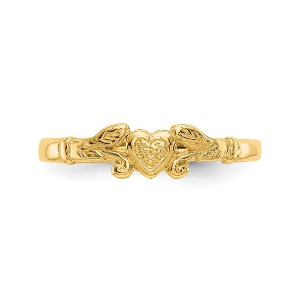 10K Yellow Gold Textured Mini Heart Baby Ring