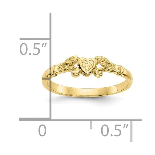 10K Yellow Gold Textured Mini Heart Baby Ring