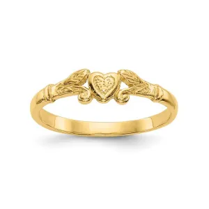 10K Yellow Gold Textured Mini Heart Baby Ring