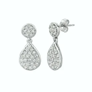 1.15 Carat Natural Diamond Pear & Round Shape Drop Earrings G SI 14K White Gold