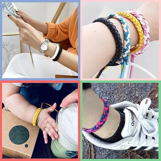 12 Pack Mosquito Repellent Bracelets, Individually Wrapped PU Leather Insect & Bug Repellent Wrist Bands for Kids & Adults Outdoor Camping Fishing Traveling