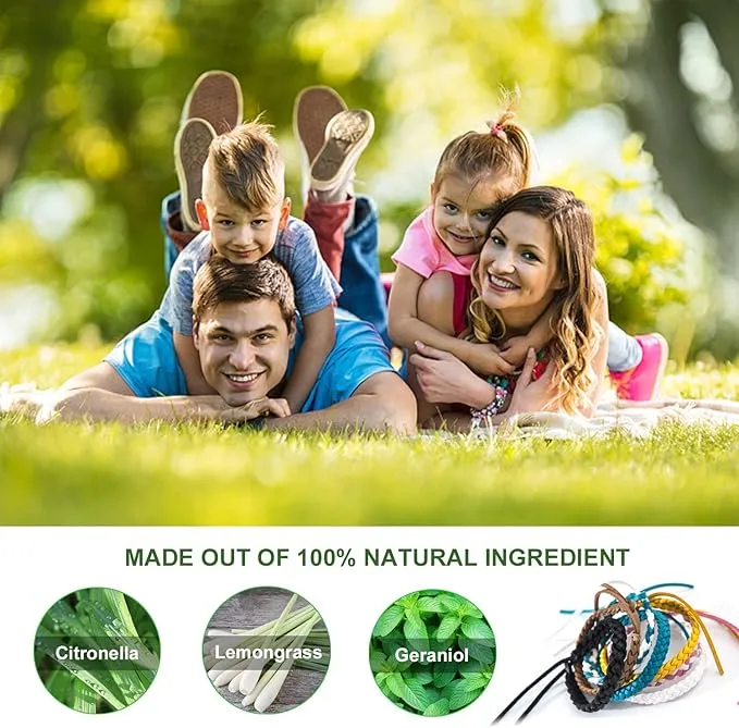 12 Pack Mosquito Repellent Bracelets, Individually Wrapped PU Leather Insect & Bug Repellent Wrist Bands for Kids & Adults Outdoor Camping Fishing Traveling