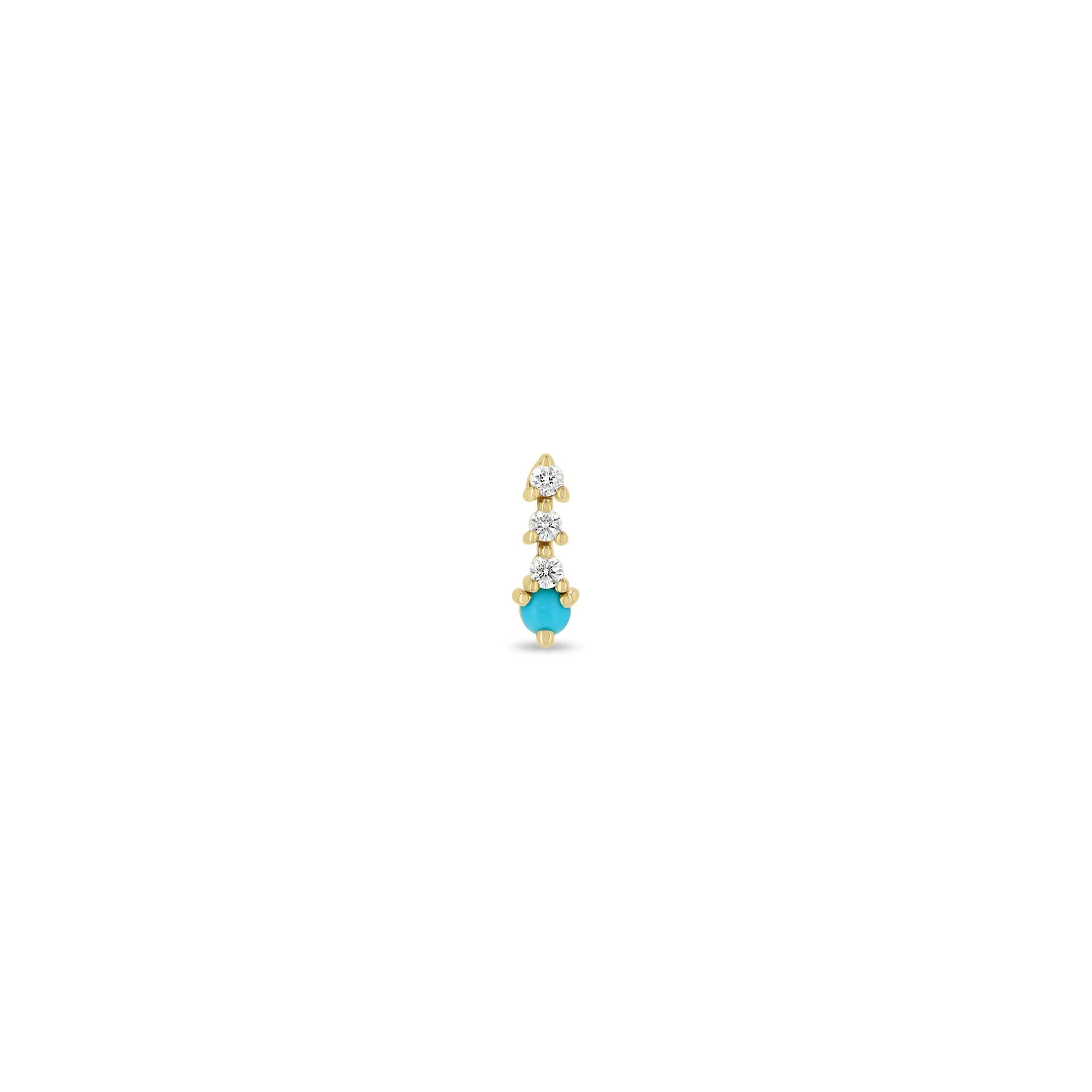 14k Prong Turquoise & Short Diamond Tennis Drop Earrings