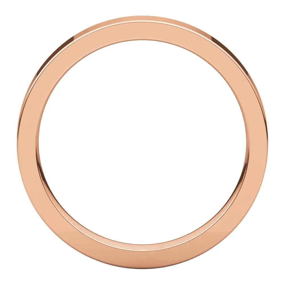 14k Rose Gold 3mm Flat Comfort Fit Band, Size 7