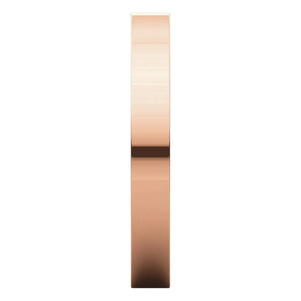 14k Rose Gold 3mm Flat Comfort Fit Band, Size 7