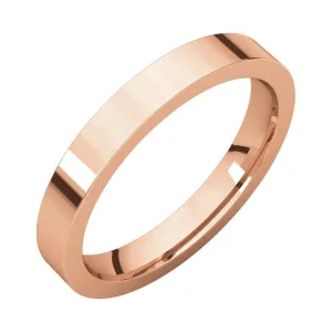 14k Rose Gold 3mm Flat Comfort Fit Band, Size 7