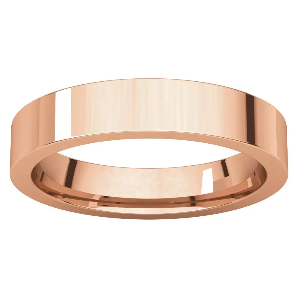 14k Rose Gold 4mm Flat Comfort Fit Band, Size 11