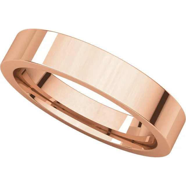 14k Rose Gold 4mm Flat Comfort Fit Band, Size 11