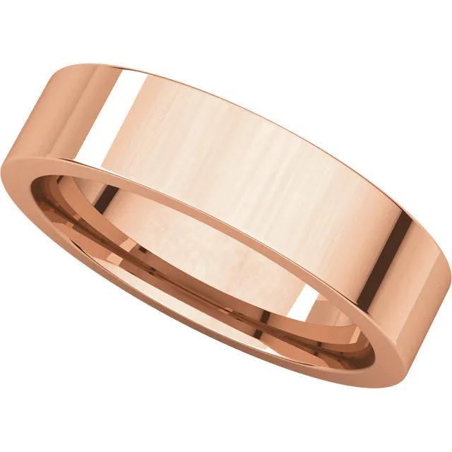 14k Rose Gold 5mm Flat Comfort Fit Band, Size 9.5