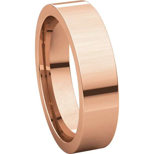 14k Rose Gold 5mm Flat Comfort Fit Band, Size 9.5