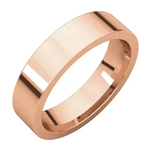 14k Rose Gold 5mm Flat Comfort Fit Band, Size 9.5