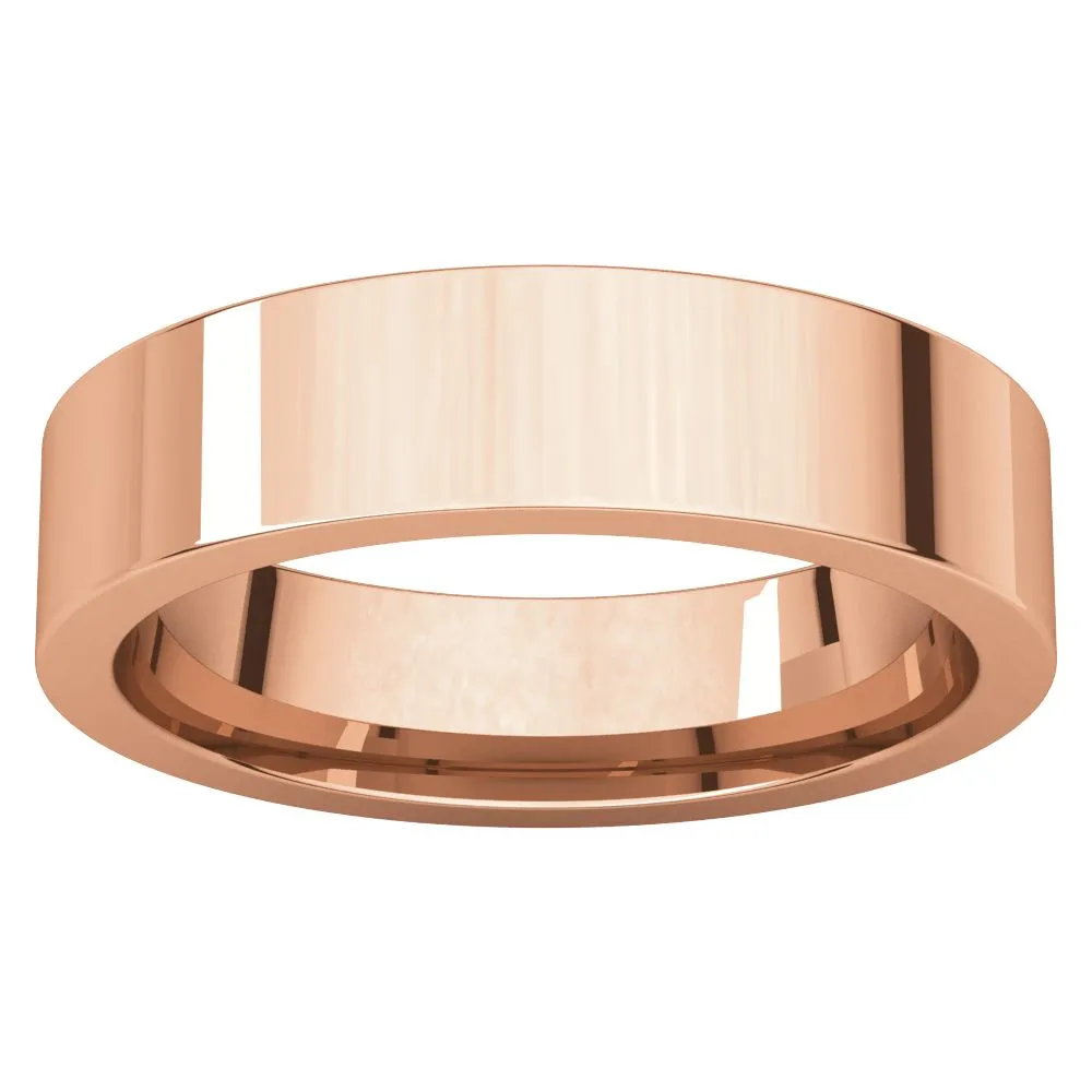 14k Rose Gold 5mm Flat Comfort Fit Band, Size 9.5