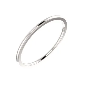 14k White Gold 1mm Comfort Fit Band, Size 6.5