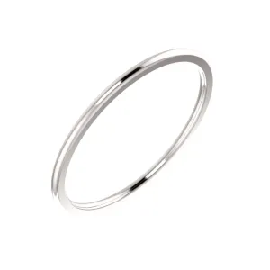 14k White Gold 1mm Comfort Fit Band, Size 8