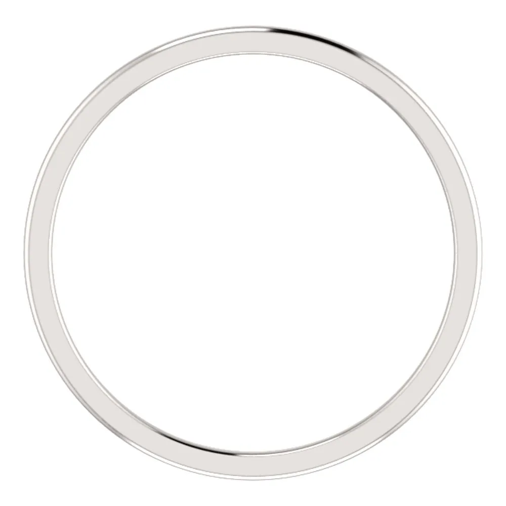 14k White Gold 1mm Comfort Fit Band, Size 8