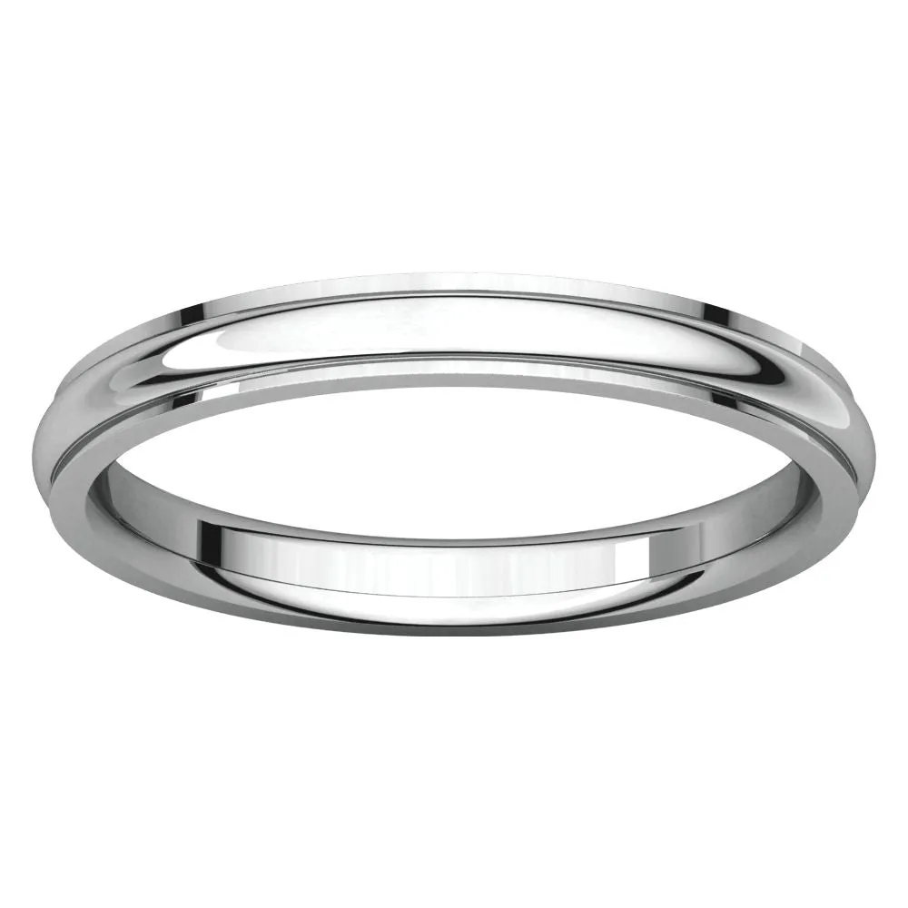 14k White Gold 2.5mm Comfort Fit Edge Band , Size 7