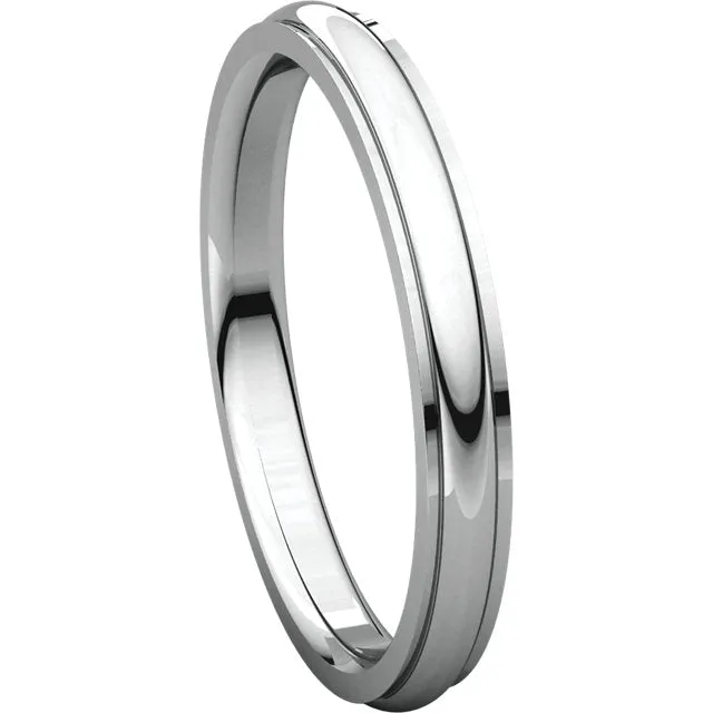 14k White Gold 2.5mm Comfort Fit Edge Band , Size 7