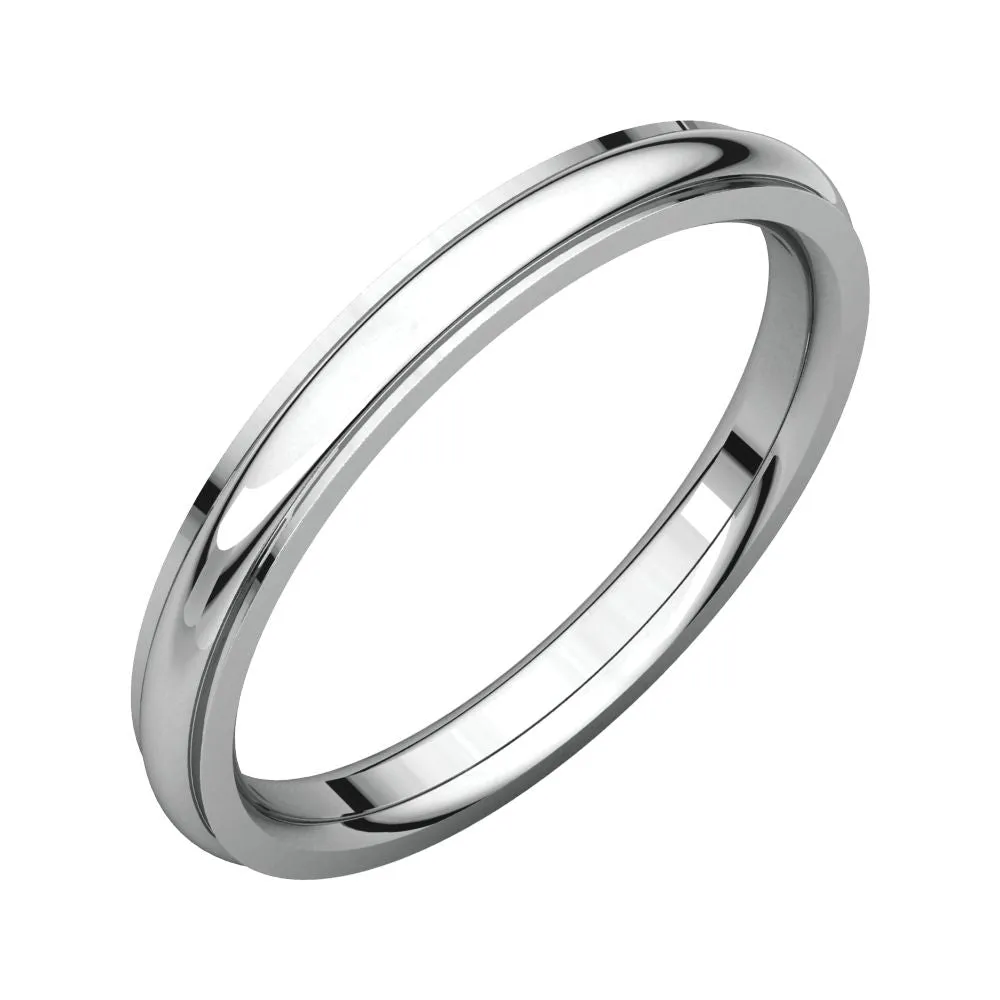 14k White Gold 2.5mm Comfort Fit Edge Band , Size 7
