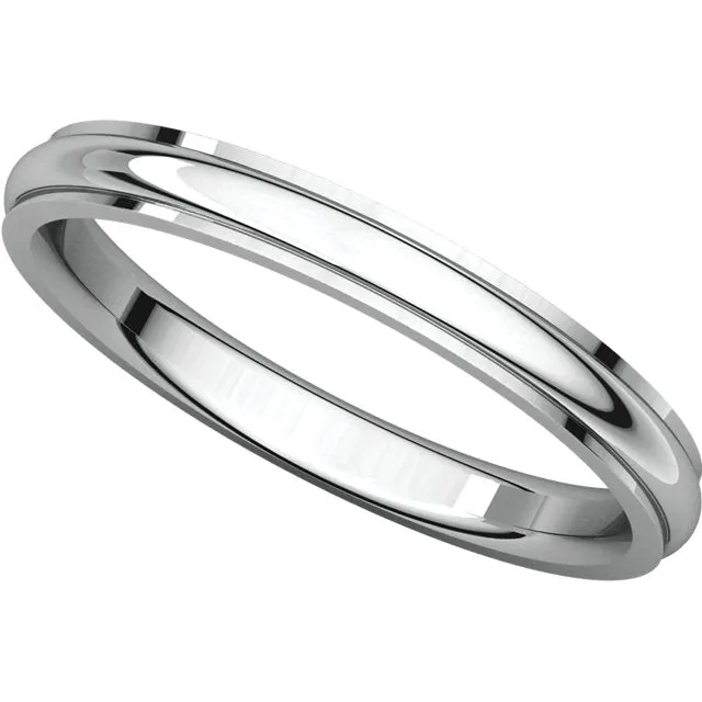 14k White Gold 2.5mm Comfort Fit Edge Band , Size 7