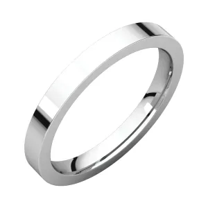 14k White Gold 2.5mm Flat Comfort Fit Band, Size 8