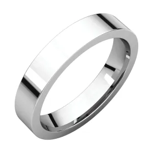 14k White Gold 4mm Flat Comfort Fit Band, Size 7
