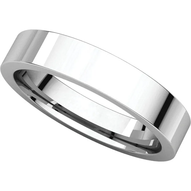 14k White Gold 4mm Flat Comfort Fit Band, Size 7