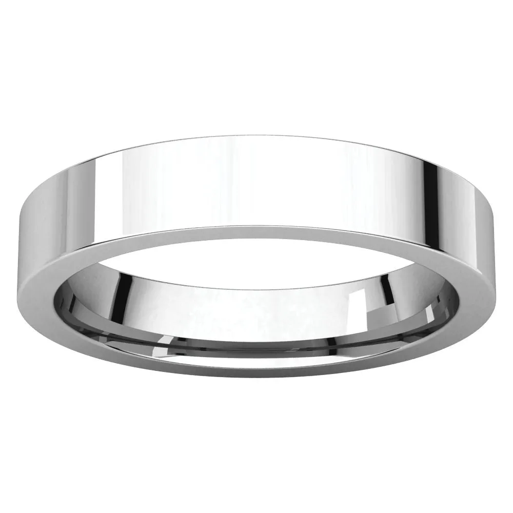 14k White Gold 4mm Flat Comfort Fit Band, Size 9.5