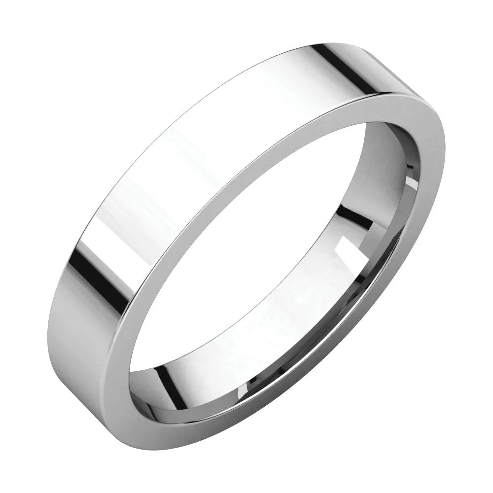 14k White Gold 4mm Flat Comfort Fit Band, Size 9.5