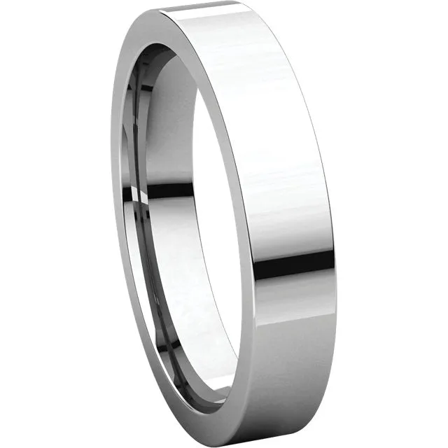 14k White Gold 4mm Flat Comfort Fit Band, Size 9.5