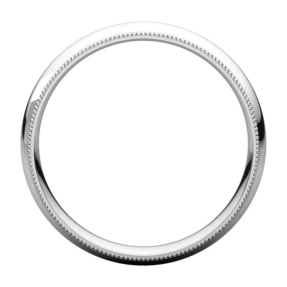 14k White Gold 4mm Milgrain Comfort Fit Band, Size 8.5