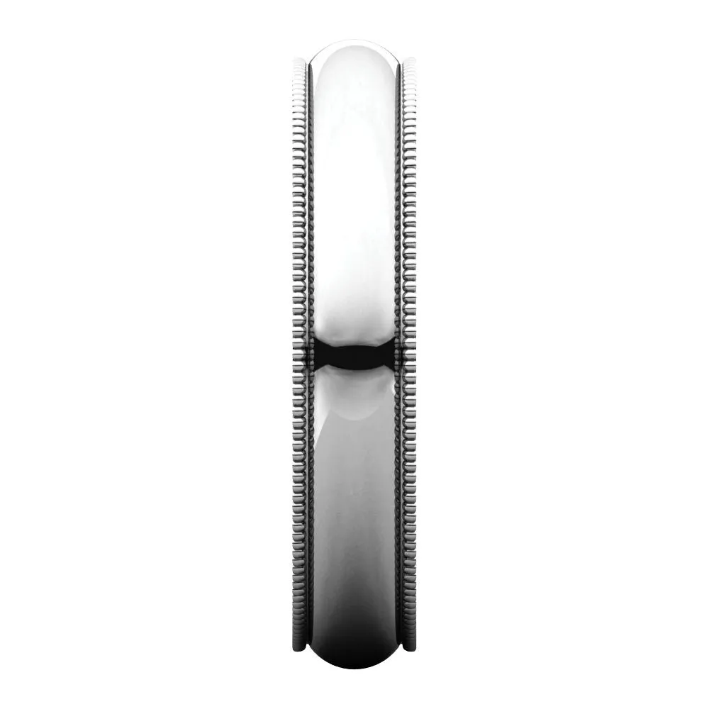 14k White Gold 4mm Milgrain Comfort Fit Band, Size 8.5