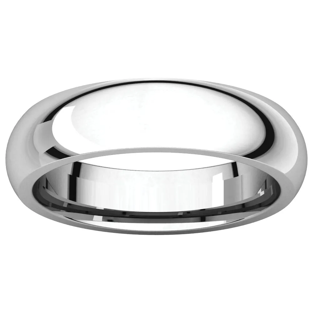 14k White Gold 5mm Comfort Fit Band, Size 6.5