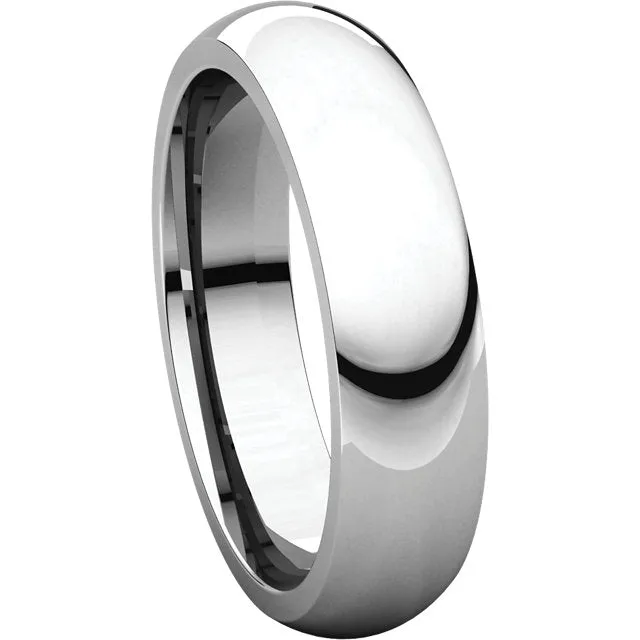 14k White Gold 5mm Comfort Fit Band, Size 6.5