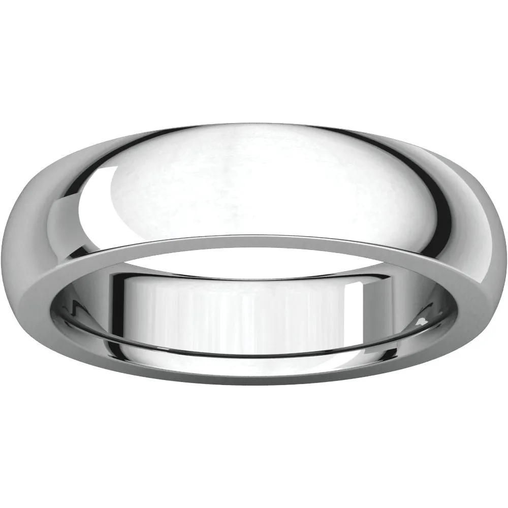 14k White Gold 5mm Heavy Comfort Fit Band, Size 10