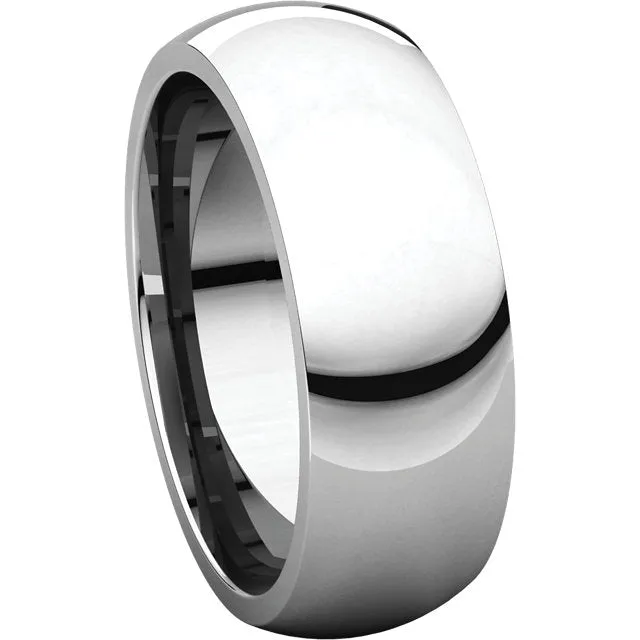 14k White Gold 7mm Comfort Fit Band, Size 8