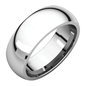 14k White Gold 7mm Comfort Fit Band, Size 8