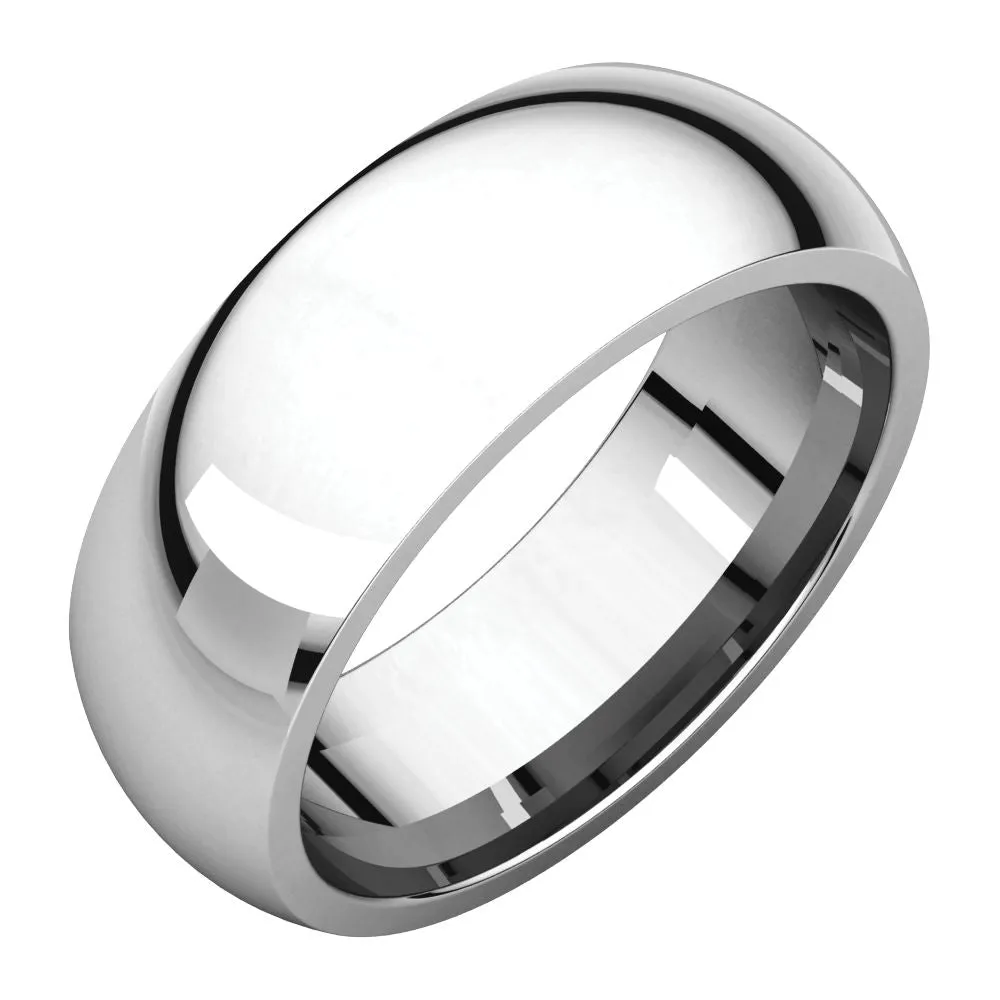 14k White Gold 7mm Comfort Fit Band, Size 8