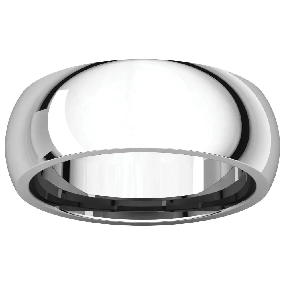 14k White Gold 7mm Comfort Fit Band, Size 8