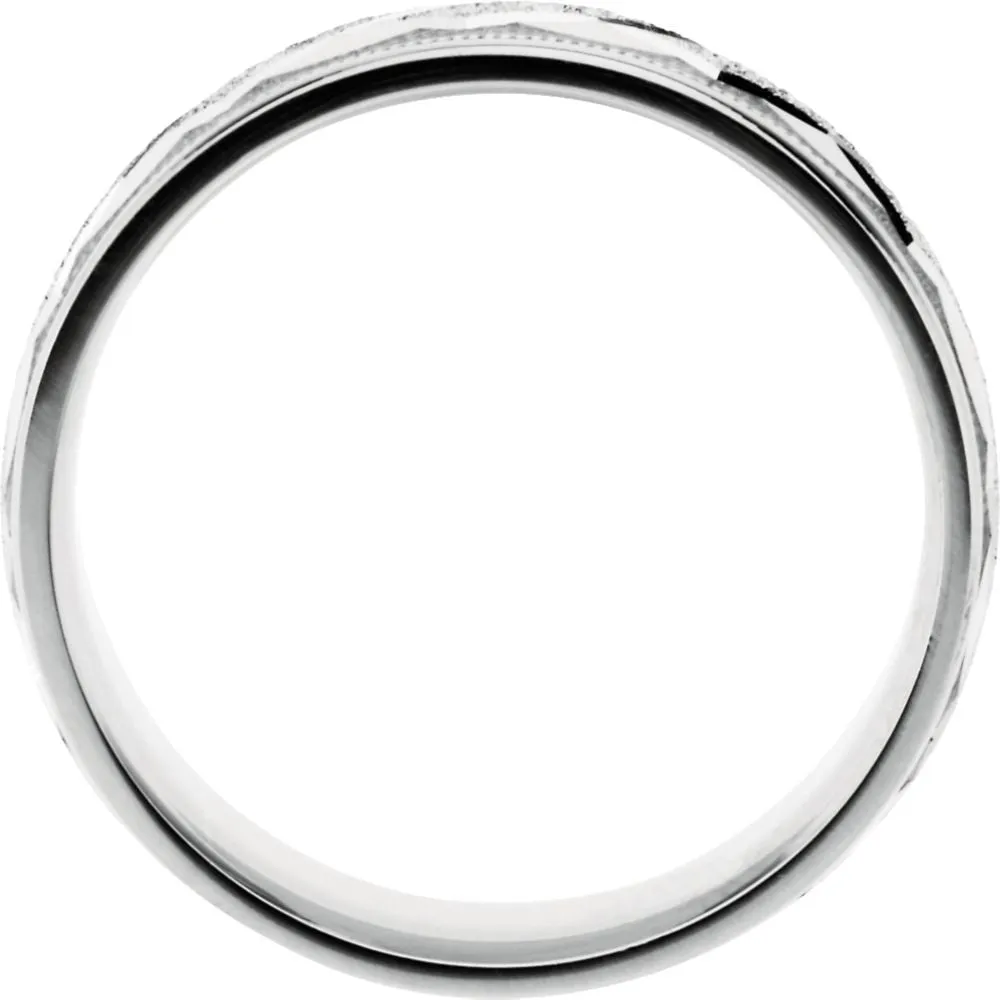 14k White Gold 7mm Comfort-Fit Patterned Band Size 7